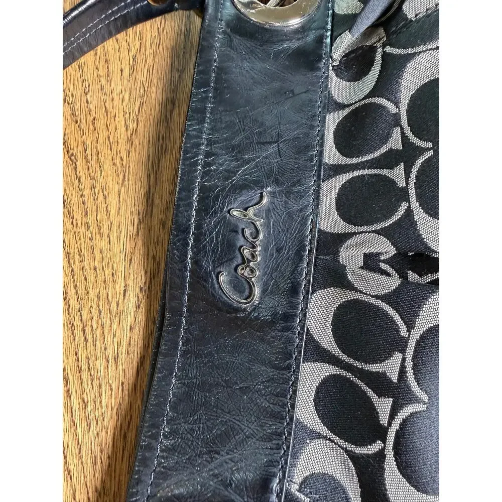 Vintage Coach Signature Hobo Ashley Shoulder Bag Black